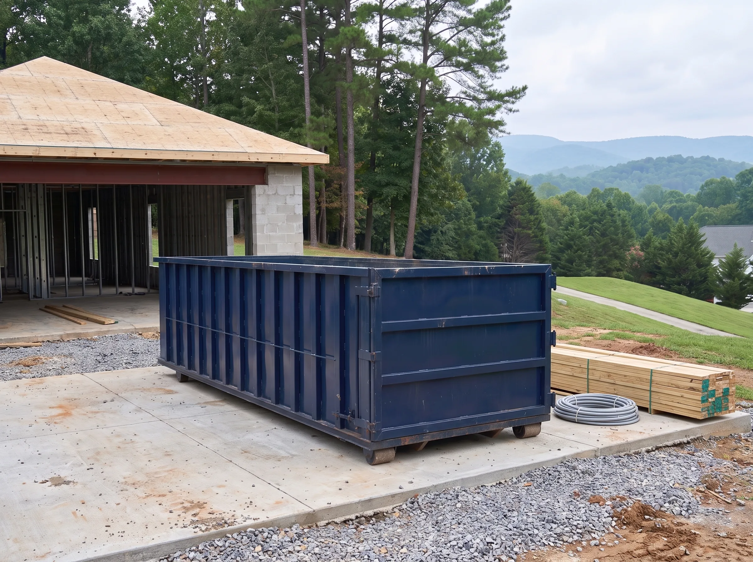Roll-off dumpster being loaded in Fairfax, VA